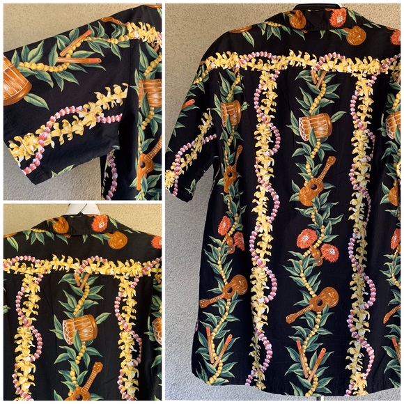 🌴 Malihini Hawaiian Aloha Shirt Instruments 🌴 - Picture 2 of 8